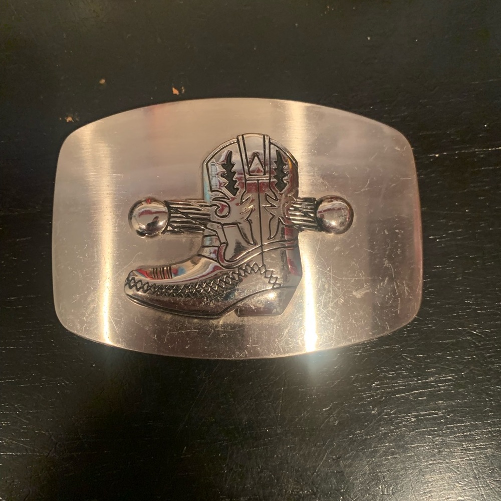 Chrome Cowboy Boot Belt Buckle